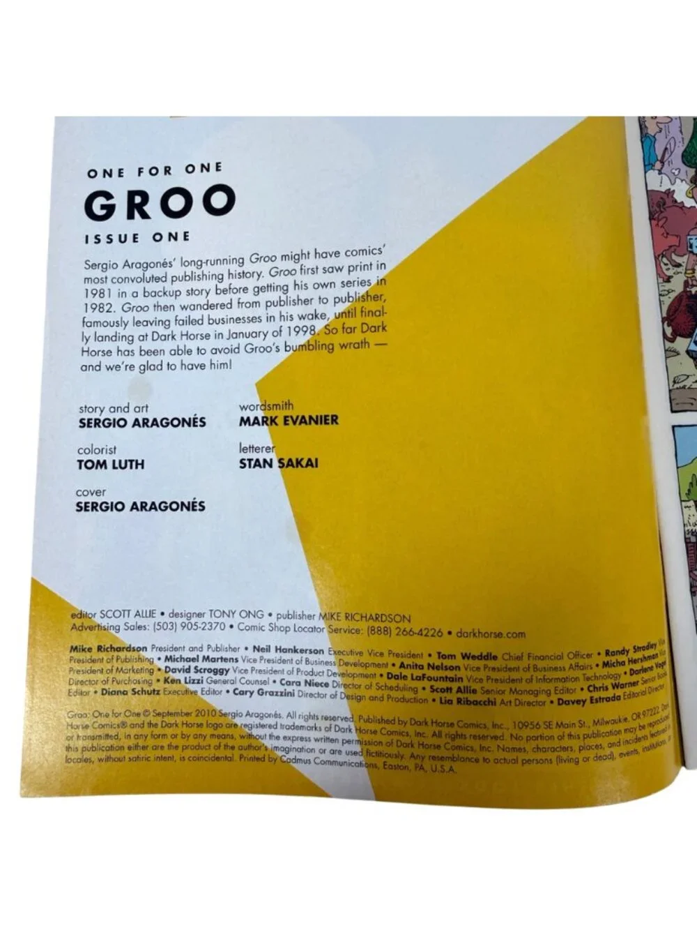 Sergio Aragonés Groo #1 Dark‎ Horse Comics 2010 First Issue Classic Reprint